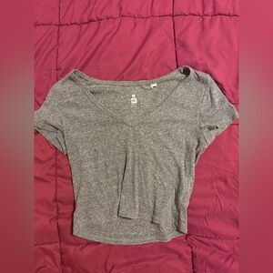 Me to We Heather Gray V-Neck Crop Top